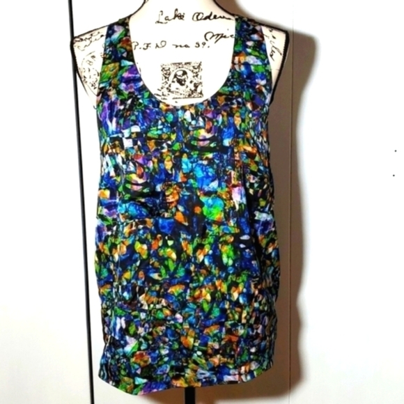 YAS- Women's Multi-Color vibrant Artsy Mirror bright Dressy tank top Mod Sz. M - Picture 1 of 5
